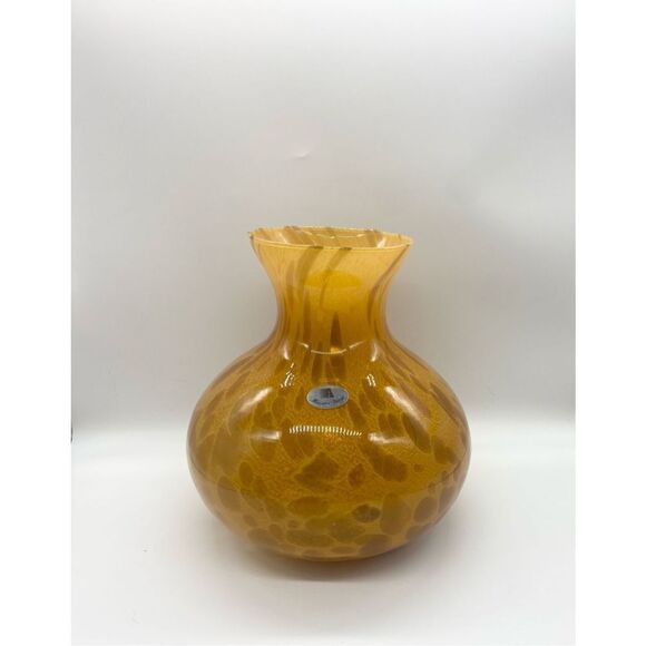 Maestri Vetrai 10” Hand blown Art Glass Vase, made Amber Brown - Picture 3 of 10